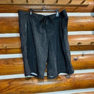 Black Patterned Men's Swim Trunks